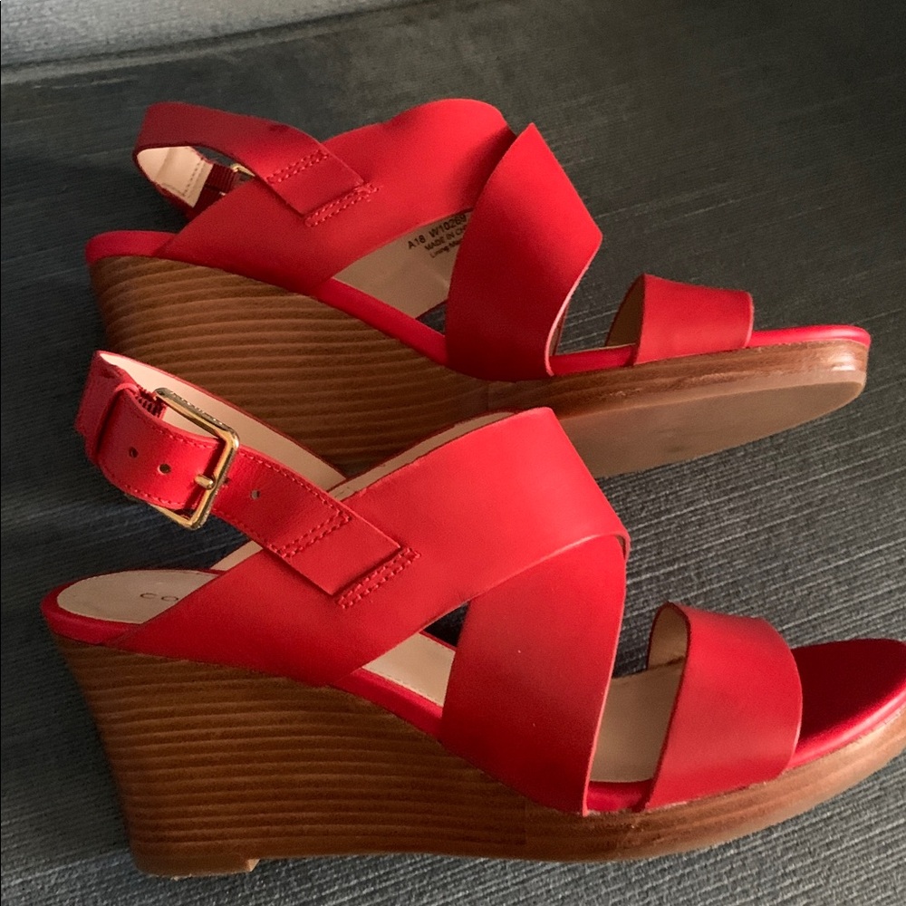 Cole Haan Red Penelope II Leather Wedge.  New w/Tag. Size 6 - Picture 2 of 7